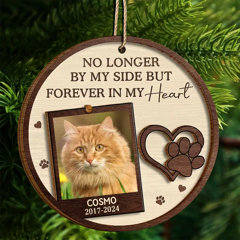 Pet Lovers, Dog Lovers, Cat Lovers - Custom Photo You Left Paw Prints On My Heart Forever - Personalized 2-Layered Wooden Ornament