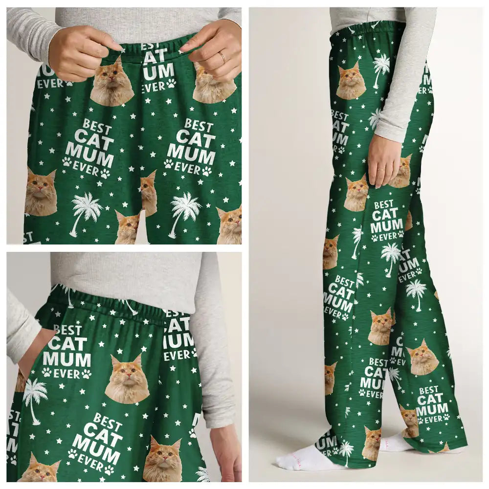 Christmas,Happy,Pet Lovers,Dog Lovers,Cat Lovers,Pet Mom,Pet Dad,Cat Dad,Cat Mom - Custom Photo Best Dog Cat Pet Ever - Personalized Pajama Pants