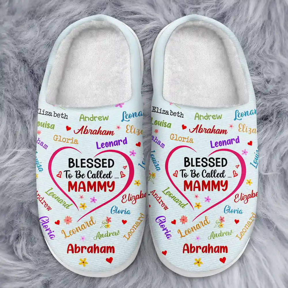 Gift For Grandma, Gift For Mother, Gift For Kids - Blessed To Be Called Grandma Nana - Personalized Fluffy Slipper