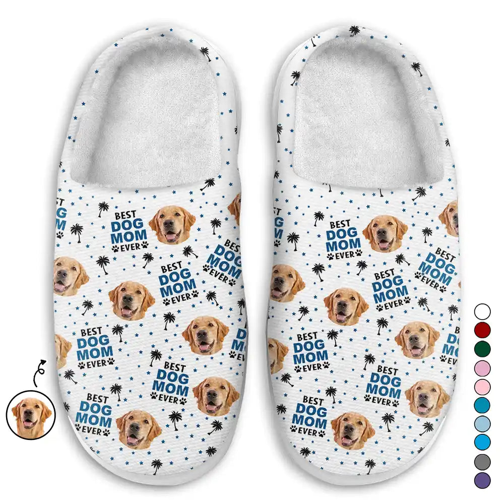 Pet Lovers, Pet Mom, Pet Dad, Dog Lovers, Cat Lovers - Custom Photo Best Dog Cat Dad Mom Ever - Personalized Fluffy Slippers