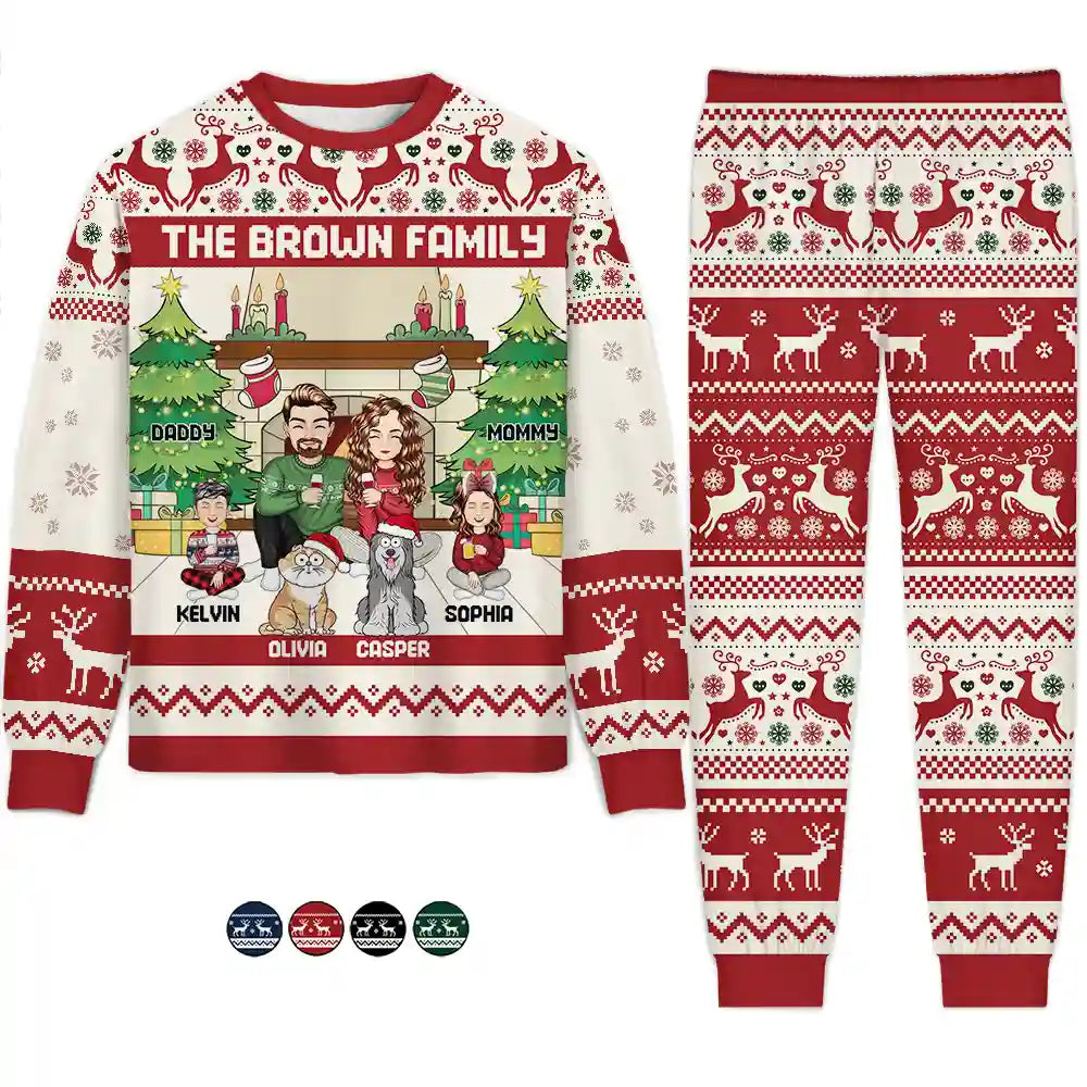 Family, Pet Lovers - Family Merry Christmas - Personalized Unisex Pajamas Set