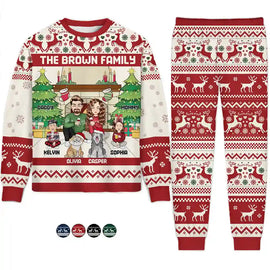 Family, Pet Lovers - Family Merry Christmas - Personalized Unisex Pajamas Set