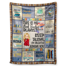 This Is My Book Reading Blanket - Personalized Fleece Blanket, Sherpa Blanket