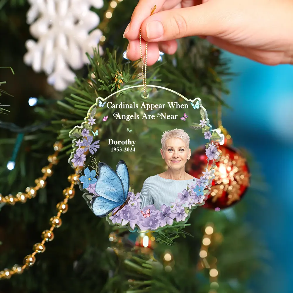 Christmas,Memorial,Sad,Family - Custom Photo Although You Cannot See Me Memorial- Personalized Custom Shaped Acrylic Ornament