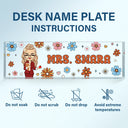 Gift For Bestie,Gift For Sisters,Gifts For Colleagues,Happy - Teacher Floral Pattern - Personalized Desk Name Plate