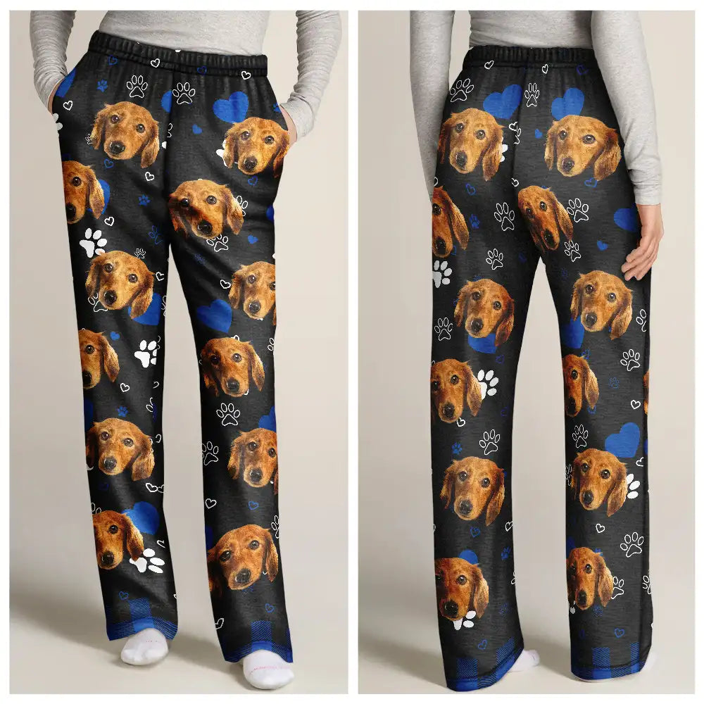 Pet Lovers, Dog Lovers, Cat Lovers - Custom Photo Dog Cat Mom Dad - Personalized Pajama Pants
