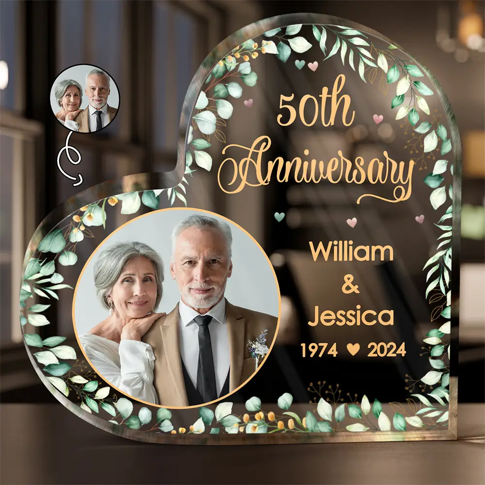 Gift For Couples,Happy,Gift For Husband,Gift For Wife,Wedding,Custom Photo - Custom Photo Couples Anniversary - Personalized Heart Shaped Acrylic Plaque