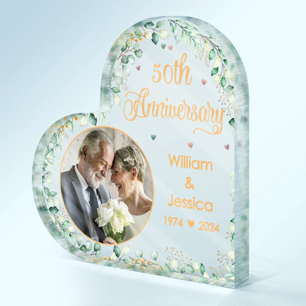 Gift For Couples,Happy,Gift For Husband,Gift For Wife,Wedding,Custom Photo - Custom Photo Couples Anniversary - Personalized Heart Shaped Acrylic Plaque