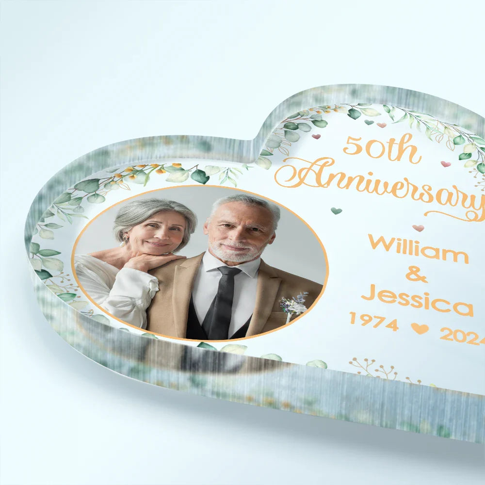 Gift For Couples,Happy,Gift For Husband,Gift For Wife,Wedding,Custom Photo - Custom Photo Couples Anniversary - Personalized Heart Shaped Acrylic Plaque