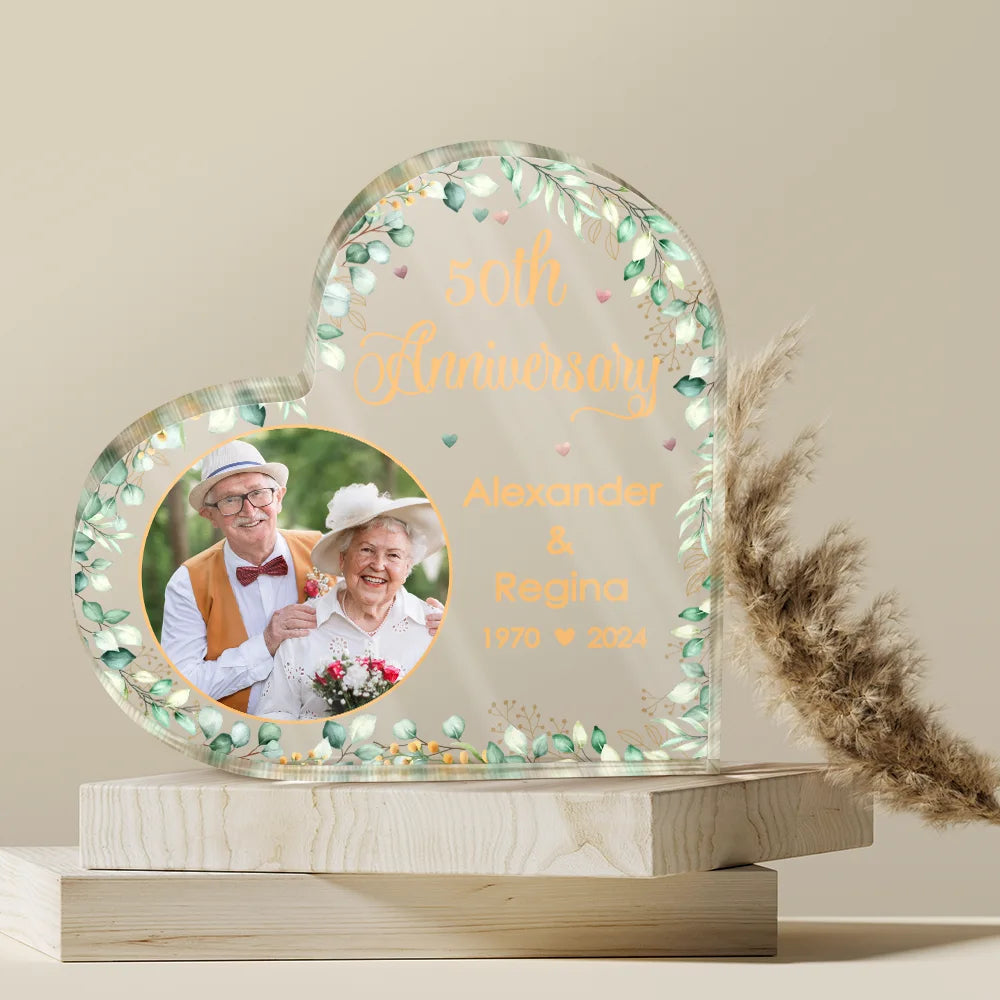 Gift For Couples,Happy,Gift For Husband,Gift For Wife,Wedding,Custom Photo - Custom Photo Couples Anniversary - Personalized Heart Shaped Acrylic Plaque