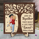 Couple - Couples Together They Built A Life That They Loved - Personalized 2-Layered Wooden Plaque With Stand