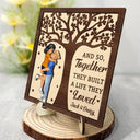 Couple - Couples Together They Built A Life That They Loved - Personalized 2-Layered Wooden Plaque With Stand