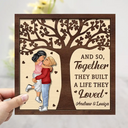 Couple - Couples Together They Built A Life That They Loved - Personalized 2-Layered Wooden Plaque With Stand