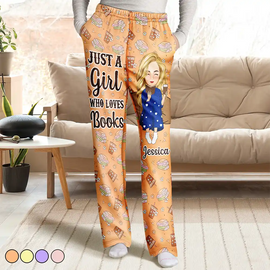 Gift For Yourself, Gift For Women, Reading - Just A Girl Who Loves Books - Personalized Pajama Pants
