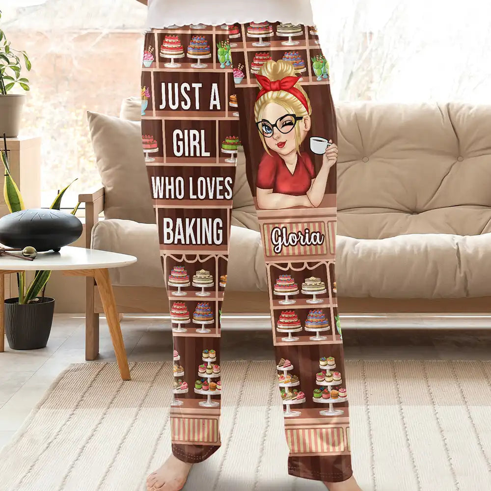 Gift For Yourself, Gift For Women - Just A Girl Who Loves Baking - Personalized Pajama Pants