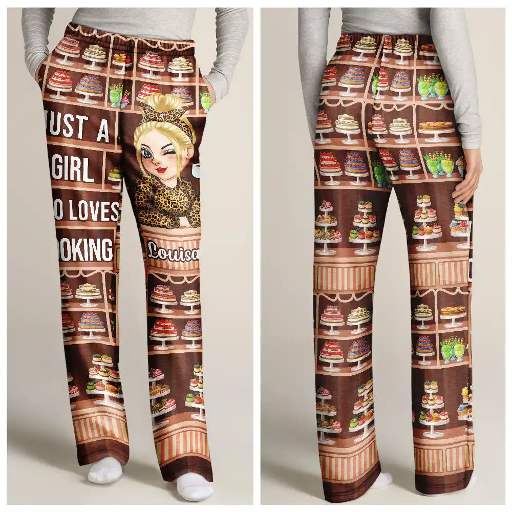 Gift For Yourself, Gift For Women - Just A Girl Who Loves Baking - Personalized Pajama Pants