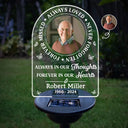 Custom Photo Memorial Always Loved Never Forgotten - Personalized Solar Light