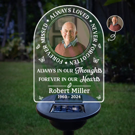 Custom Photo Memorial Always Loved Never Forgotten - Personalized Solar Light