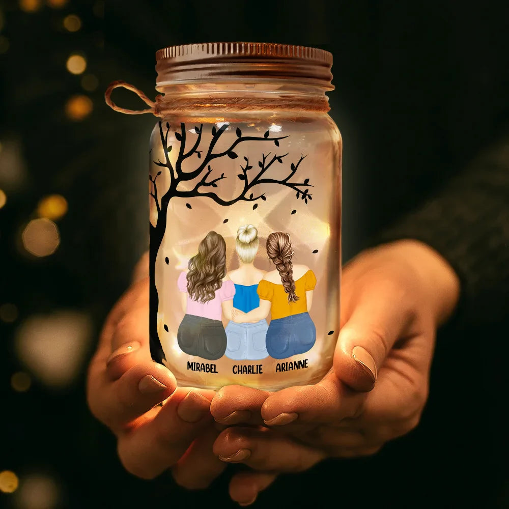 Gift For Bestie, Gift For Sisters - Our Paths May Change As Life Goes On - Personalized Mason Jar Light