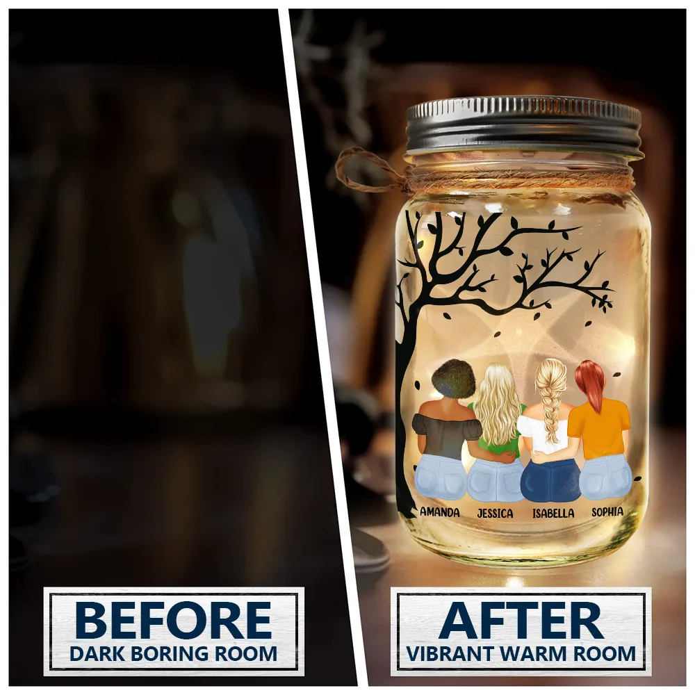 Gift For Bestie, Gift For Sisters - Our Paths May Change As Life Goes On - Personalized Mason Jar Light