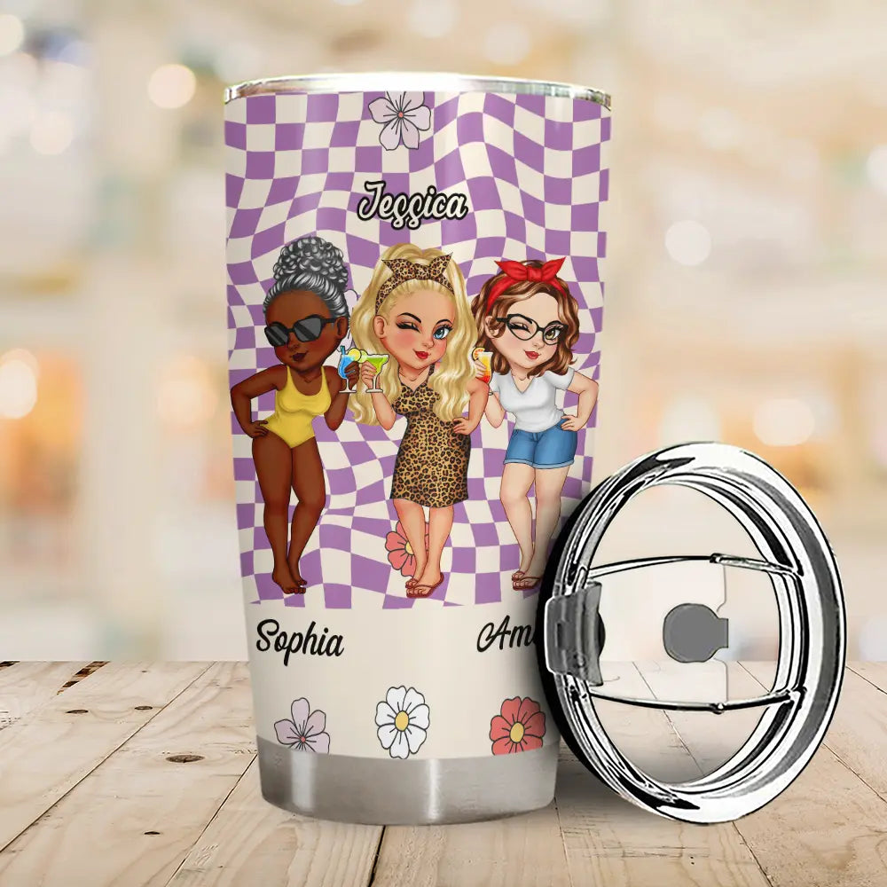 Gift For Bestie, Gift For Sisters, Gift For Sibling, Gifts For Colleagues - Right In The Throat Women Best Friends Sisters - Personalized Tumbler