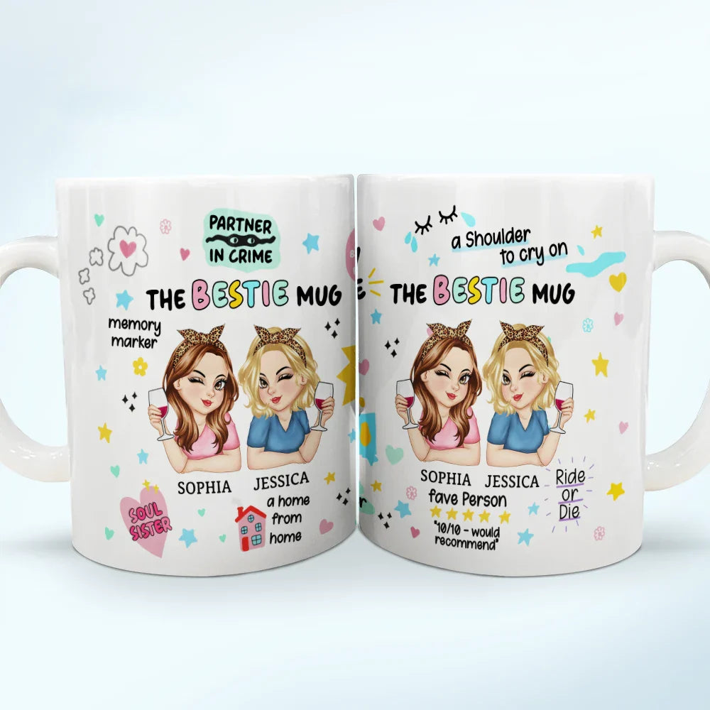 Gift For Sisters,Gift For Bestie,Love - The Bestie Mug - Personalized White Edge-to-Edge Mug