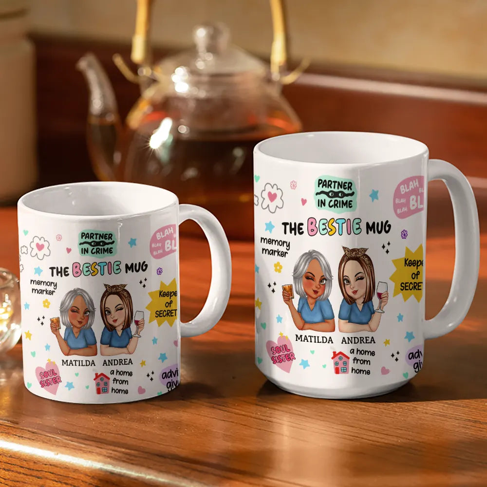 Gift For Sisters,Gift For Bestie,Love - The Bestie Mug - Personalized White Edge-to-Edge Mug