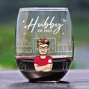 Gift For Couples,Gift For Husband,Love,Gift For Wife - Hubby Wifey Couple - Personalized Stemless Wine Glass