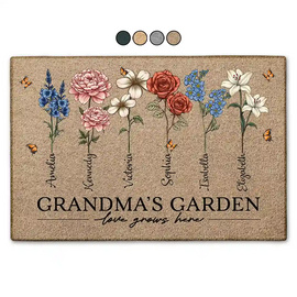 Gift For Grandma, Gift For Women, Gift For Mother - Grandma's Garden Birth Flowers - Personalized Doormat
