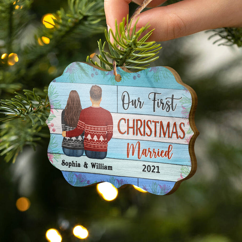 Our First Christmas Couple - Christmas Gift - Personalized Custom Wooden Ornament