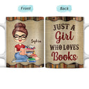 A Girl Who Loves Books Reading - Reading Gift - Personalized Custom White Edge-to-Edge Mug