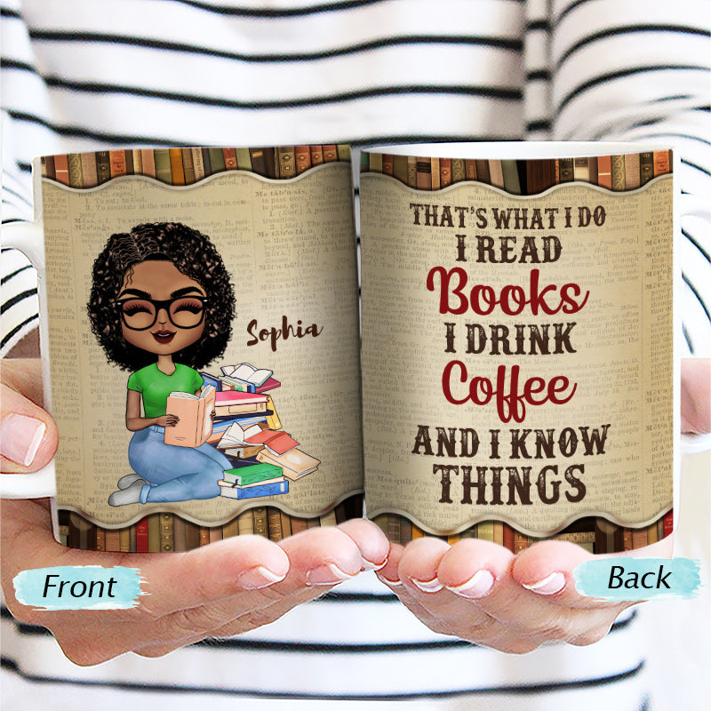 A Girl Who Loves Books Reading - Reading Gift - Personalized Custom White Edge-to-Edge Mug