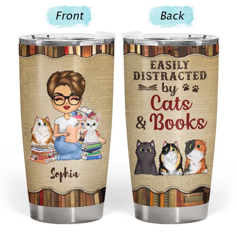 A Girl Who Loves Books & Cats - Reading Gift - Personalized Custom Tumbler