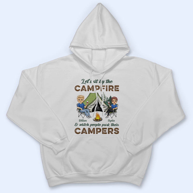 Let's Sit By The Campfire Husband Wife Camping - Couple Gift - Personalized Custom T Shirt