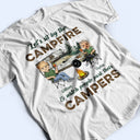 Let's Sit By The Campfire Husband Wife Camping - Couple Gift - Personalized Custom T Shirt