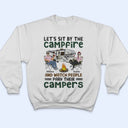 Let's Sit By The Campfire Husband Wife Camping Couple - Personalized Custom T Shirt