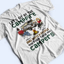 Let's Sit By The Campfire Husband Wife Camping Couple - Personalized Custom T Shirt