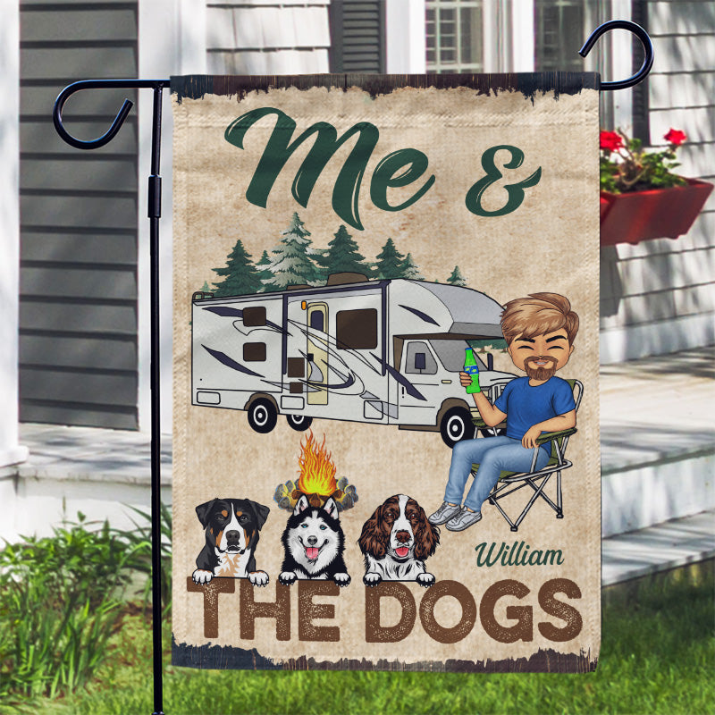 Me And The Dogs Camping Husband Wife - Couple Gift - Personalized Custom Flag