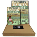 Garden Rules Feel The Breeze Enjoy The Beauty Gardening - Garden Sign - Personalized Custom Classic Metal Signs