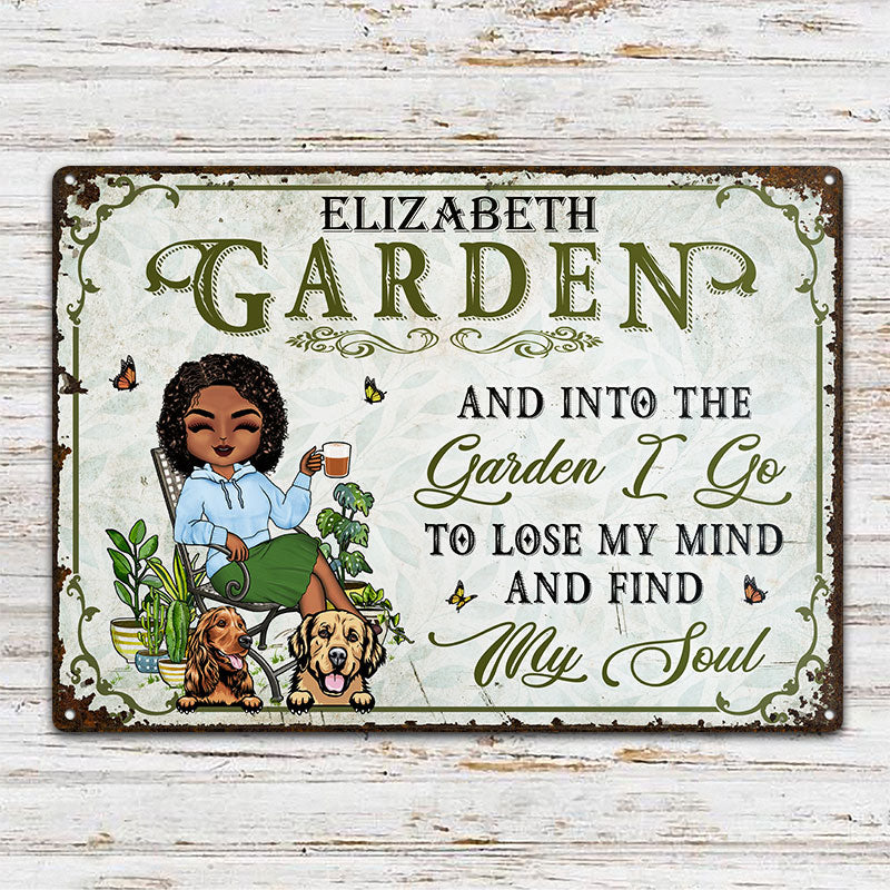 And Into The Garden I Go Gardening Dog Lovers - Garden Sign - Personalized Custom Classic Metal Signs