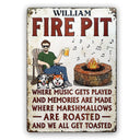 Fire Pit Where Music Gets Played Camping Dog Lovers Vertical - Backyard Sign - Personalized Custom Classic Metal Signs