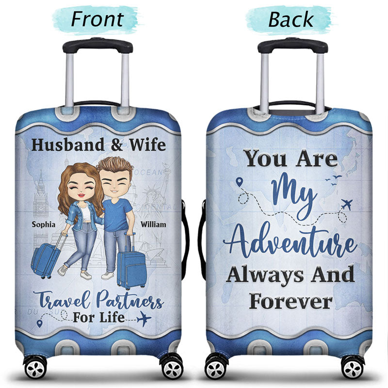 Travel Couple Travel Partners For Life - Couple Gift - Personalized Custom Luggage Cover