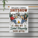 Let's Sit By The Campfire & Watch People Park Their Campers Husband Wife Camping - Couple Gift - Personalized Custom Flag