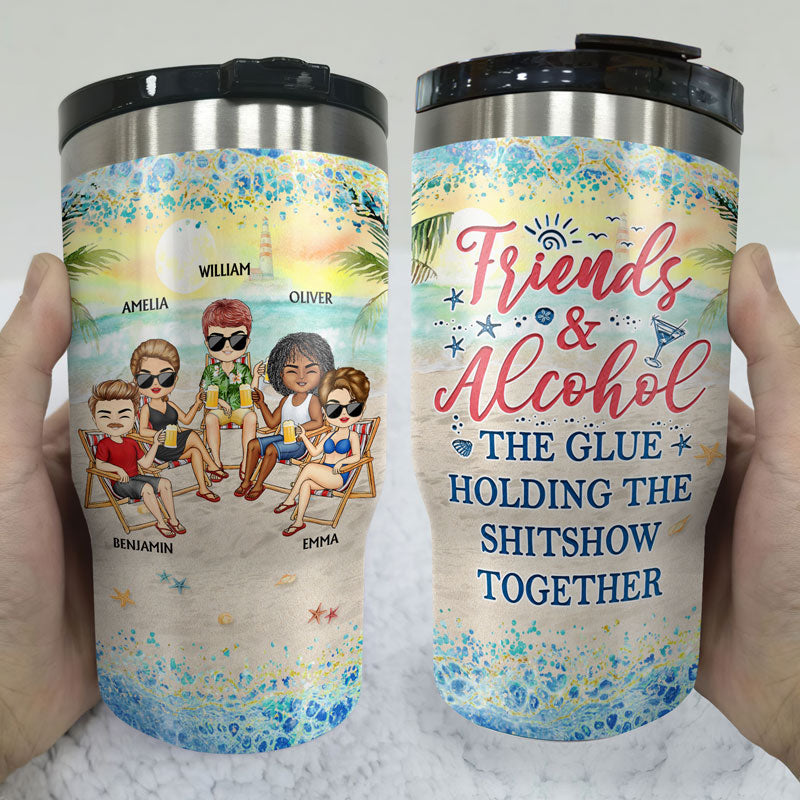 I Love You To The Beach And Back Best Friends - Bestie BFF Gift - Personalized Custom Triple 3 In 1 Can Cooler