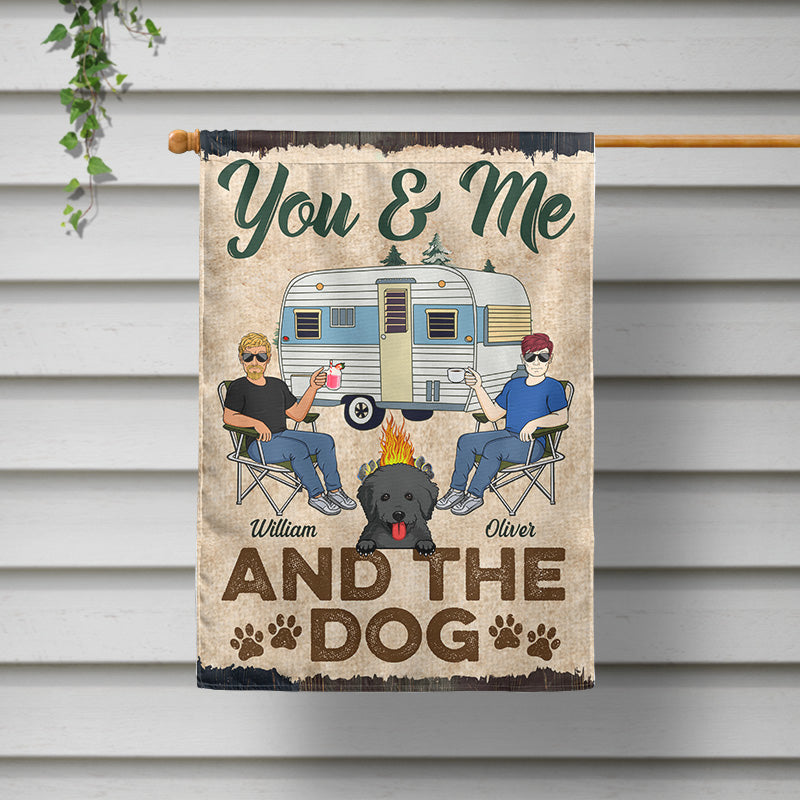 You & Me And The Dogs Camping Husband Wife Family - Couple Gift - Personalized Custom Flag