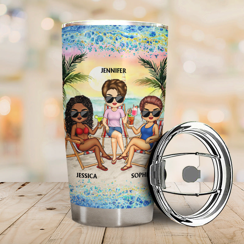 I'd Walk Through Fire For You Sister Beach Traveling - Funny Sister Gifts - Personalized Custom Tumbler