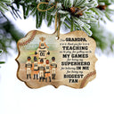 Baseball Dear Dad Thank You For Teaching Me - Christmas Gift For Father - Personalized Wooden Ornament