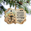 Baseball Dear Mom Thank You For Teaching Me - Christmas Gift For Mother - Personalized Wooden Ornament