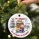 I'm Yours No Returns Or Refunds Chibi - Christmas Gift For Couples - Personalized Custom Circle Ceramic Ornament