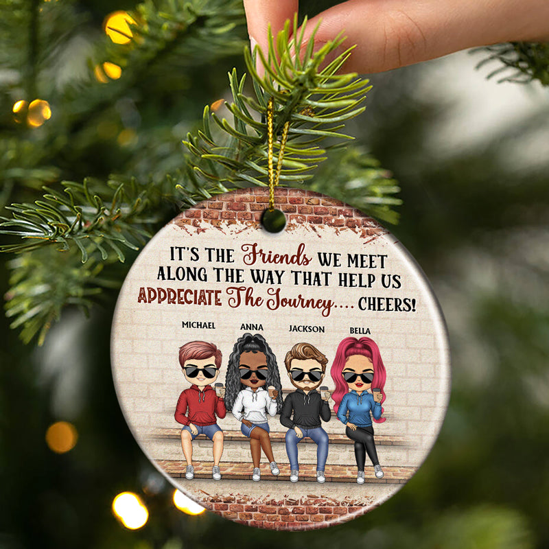 We're Not Sugar And Spice And Everything Nice We're Sage And Hood Christmas Best Friends - Bestie BFF Gift - Personalized Custom Circle Ceramic Ornament